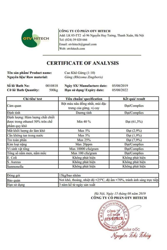 COA Cao khô Gừng OTV